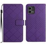 For Motorola Moto G Stylus 2023 4G Rhombic Grid Texture Leather Phone Case(Purple)