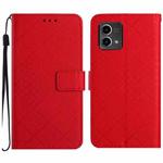 For Motorola Moto G Stylus 2023 4G Rhombic Grid Texture Leather Phone Case(Red)