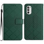 For Motorola Moto G52J 5G Rhombic Grid Texture Leather Phone Case(Green)