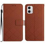 For Motorola Moto G53 5G / G23 4G / G13 4G Rhombic Grid Texture Leather Phone Case(Brown)