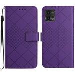 For Motorola Moto G72 4G Rhombic Grid Texture Leather Phone Case(Purple)