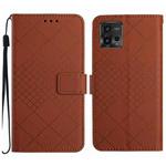 For Motorola Moto G72 4G Rhombic Grid Texture Leather Phone Case(Brown)