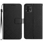 For Motorola Moto G72 4G Rhombic Grid Texture Leather Phone Case(Black)