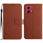 For Motorola Moto G84 5G Rhombic Grid Texture Leather Phone Case(Brown)