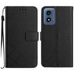 For Motorola Moto E14 Rhombic Grid Texture Leather Phone Case(Black)