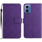 For Motorola Moto G85 5G Rhombic Grid Texture Leather Phone Case(Purple)