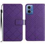 For Motorola Moto G35 5G Rhombic Grid Texture Leather Phone Case(Purple)