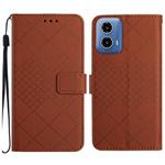 For Motorola Moto G35 5G Rhombic Grid Texture Leather Phone Case(Brown)