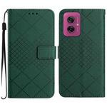 For Motorola Moto G55 5G Rhombic Grid Texture Leather Phone Case(Green)