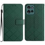 For Motorola Moto G 5G 2025 Rhombic Grid Texture Leather Phone Case(Green)