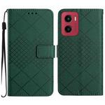 For Motorola Moto G05 Rhombic Grid Texture Leather Phone Case(Green)