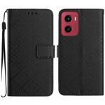 For Motorola Moto G05 Rhombic Grid Texture Leather Phone Case(Black)