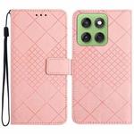 For Motorola Edge 60 Pro Rhombic Grid Texture Leather Phone Case(Pink)