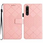 For Sony Xperia 1 IV Rhombic Grid Texture Leather Phone Case(Pink)