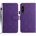 For Sony Xperia 1 V Rhombic Grid Texture Leather Phone Case(Purple)