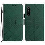 For Sony Xperia 5 IV Rhombic Grid Texture Leather Phone Case(Green)