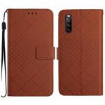 For Sony Xperia 10 IV Rhombic Grid Texture Leather Phone Case(Brown)