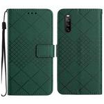 For Sony Xperia 10 V Rhombic Grid Texture Leather Phone Case(Green)