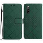 For Sony Xperia 10 VI Rhombic Grid Texture Leather Phone Case(Green)