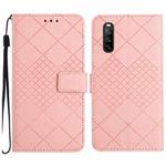 For Sony Xperia 10 VI Rhombic Grid Texture Leather Phone Case(Pink)