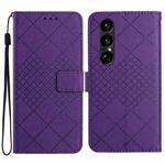 For Sony Xperia 1 VII Rhombic Grid Texture Leather Phone Case(Purple)