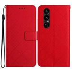 For Sony Xperia 1 VII Rhombic Grid Texture Leather Phone Case(Red)