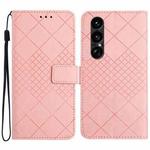 For Sony Xperia 1 VII Rhombic Grid Texture Leather Phone Case(Pink)