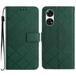 For ZTE Anshin Family A303ZT Rhombic Grid Texture Leather Phone Case(Green)