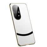 For Huawei P50 Gilt Leather Electroplated Phone Case(White)