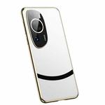 For Huawei P60 Art Gilt Leather Electroplated Phone Case(White)