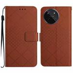 For Realme 11 4G Global Rhombic Grid Texture Leather Phone Case(Brown)
