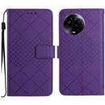 For Realme 11 5G Global Rhombic Grid Texture Leather Phone Case(Purple)