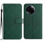 For Realme 11 5G Global Rhombic Grid Texture Leather Phone Case(Green)