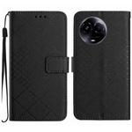 For Realme 11 5G Global Rhombic Grid Texture Leather Phone Case(Black)
