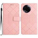 For Realme 11 5G Global Rhombic Grid Texture Leather Phone Case(Pink)