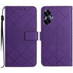 For Realme C55 Rhombic Grid Texture Leather Phone Case(Purple)