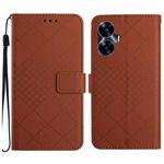 For Realme C55 Rhombic Grid Texture Leather Phone Case(Brown)