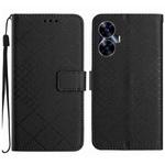 For Realme C55 Rhombic Grid Texture Leather Phone Case(Black)