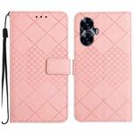 For Realme C55 Rhombic Grid Texture Leather Phone Case(Pink)