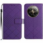 For Realme 12 Pro/12 Pro+ Global Rhombic Grid Texture Leather Phone Case(Purple)