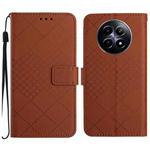 For Realme 12 5G Global Rhombic Grid Texture Leather Phone Case(Brown)