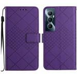 For Realme C65 4G Rhombic Grid Texture Leather Phone Case(Purple)