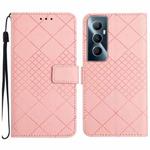 For Realme C65 4G Rhombic Grid Texture Leather Phone Case(Pink)