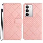 For Realme C75 5G Rhombic Grid Texture Leather Phone Case(Pink)