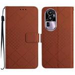 For OPPO Reno10 Pro+ Global Rhombic Grid Texture Leather Phone Case(Brown)