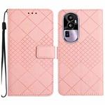 For OPPO Reno10 Pro+ Global Rhombic Grid Texture Leather Phone Case(Pink)