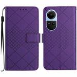 For OPPO Reno10 / Reno10 Pro Global Rhombic Grid Texture Leather Phone Case(Purple)