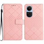 For OPPO Reno10 / Reno10 Pro Global Rhombic Grid Texture Leather Phone Case(Pink)
