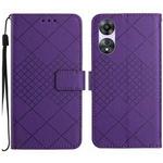 For OPPO A78 4G Rhombic Grid Texture Leather Phone Case(Purple)
