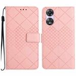 For OPPO A58 4G Rhombic Grid Texture Leather Phone Case(Pink)